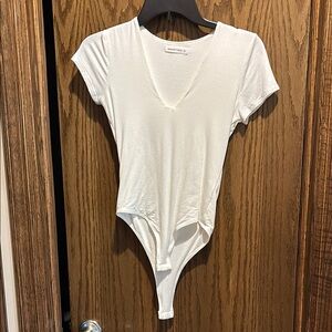 White Asymmetrical Fitted Short Sleeve Bodysuit